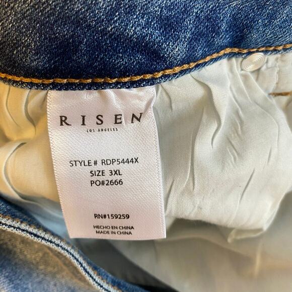 Risen Jeans Womens Size 3XL Medium Wash Straight Leg High Rise Stretch - Picture 8 of 9